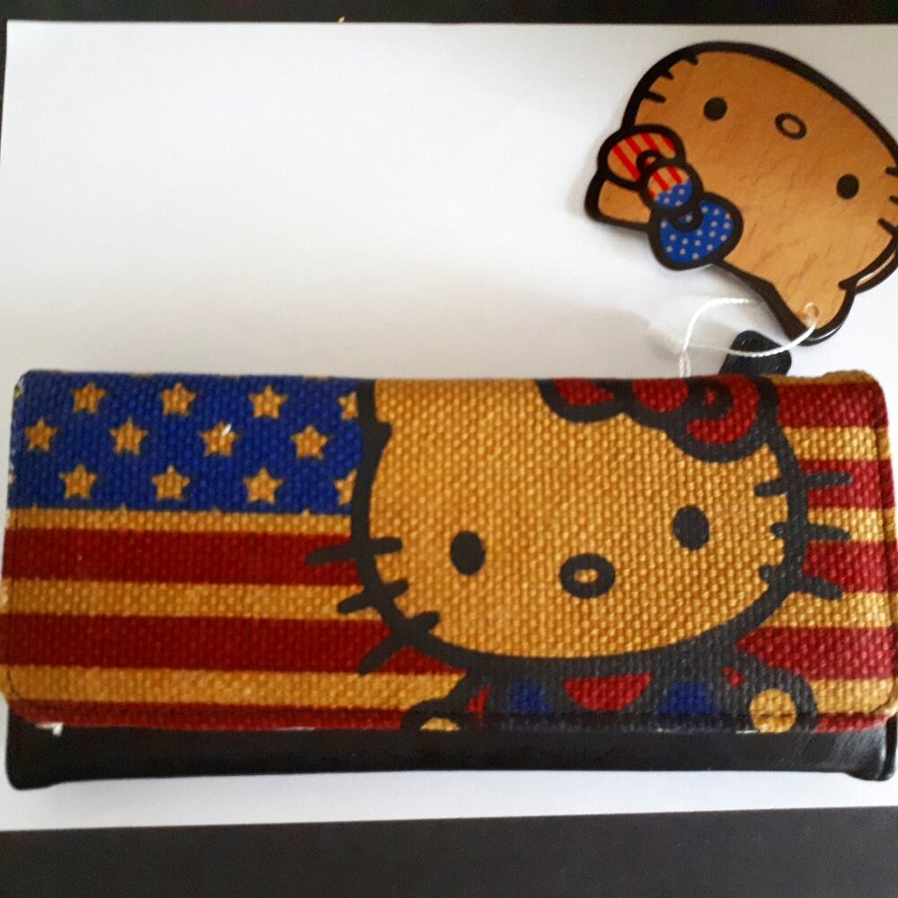 Hello Kitty Long Wallet USA Flag